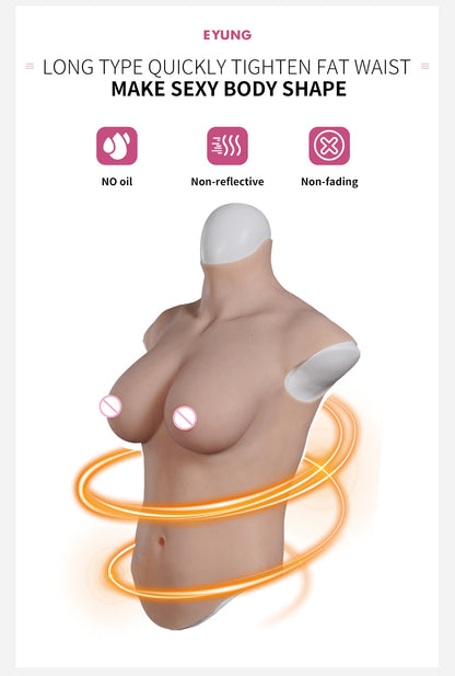 Oil-Free Silicone Breast Plate for Crossdressers and Transgender Women - H Cup Size, Natural Look