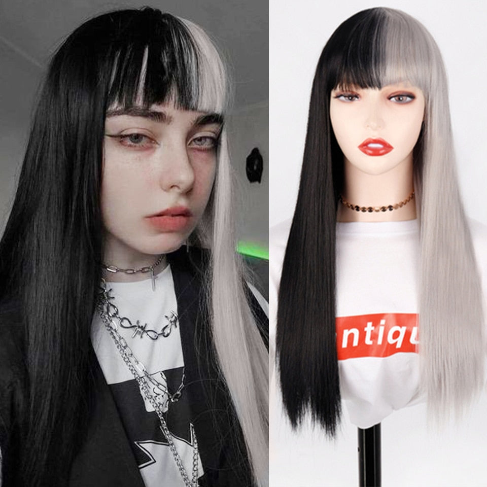 Long Two-Tone Straight Wig for Crossdressers