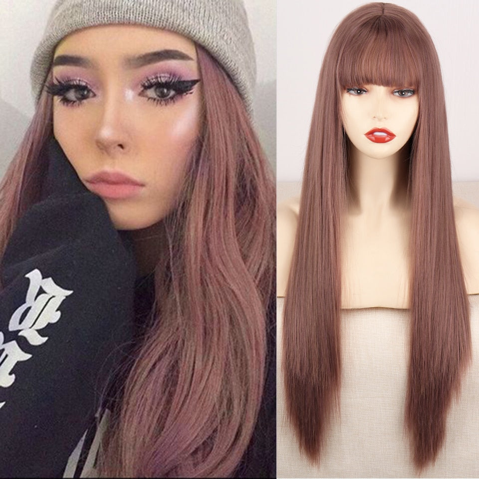 Long Two-Tone Straight Wig for Crossdressers