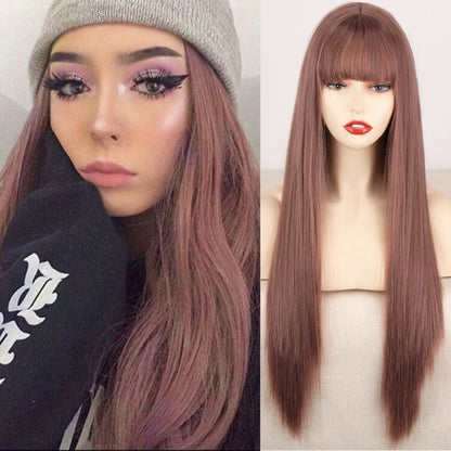 Double-Layered Pink and Black Synthetic Hair Wig for Crossdressers - Create an Extraordinary Look