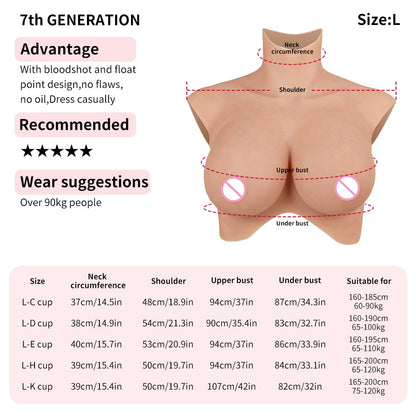 9th New L-K Cup Silicon Cosplay Boobs False Breast Party Breastplate Tranny Silicone Boobs With Flocking Huge Breast Forms