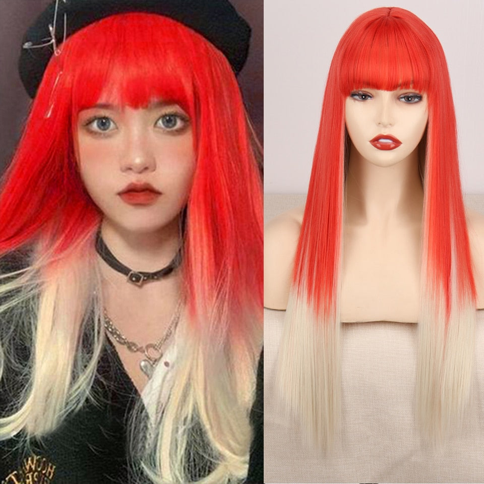 Long Two-Tone Straight Wig for Crossdressers