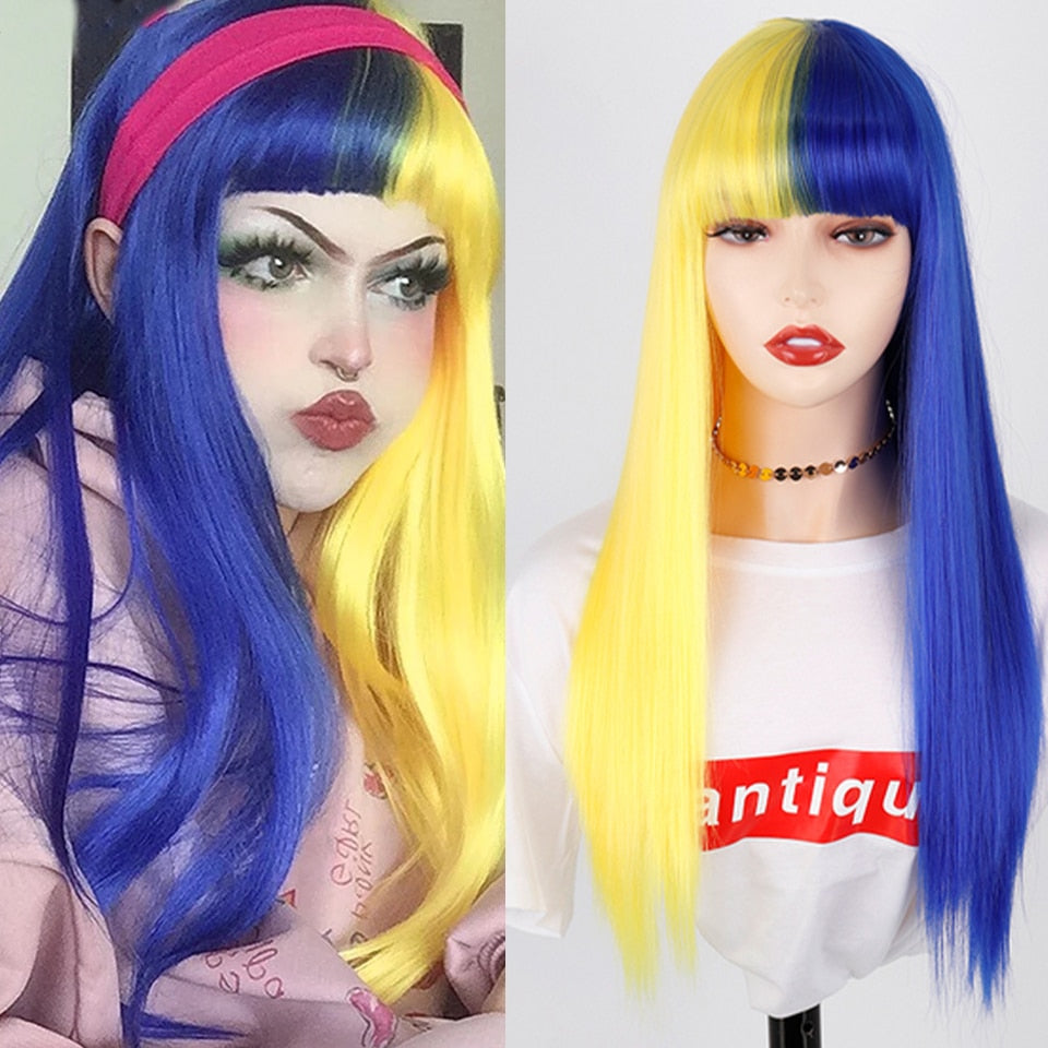 Long Two-Tone Straight Wig for Crossdressers