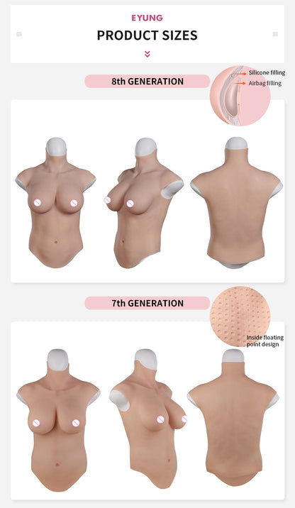 Oil-Free Silicone Breast Plate for Crossdressers and Transgender Women - H Cup Size, Natural Look