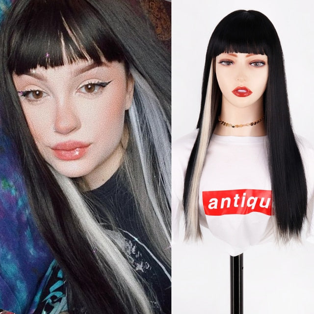 Long Two-Tone Straight Wig for Crossdressers