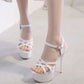 Sultry Straps: Summer-Chic Luxury Strap Sandals for Crossdressers - Red High Heels in White and Black - Perfect for Parties