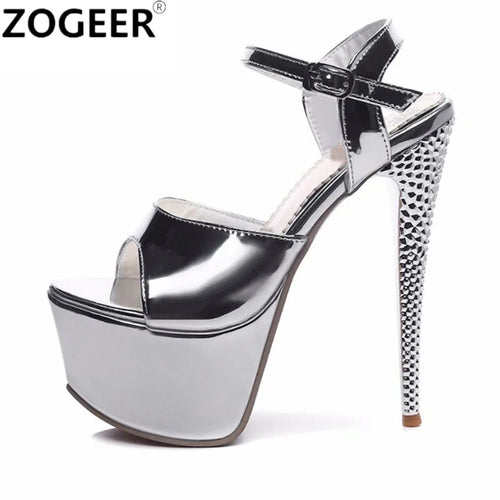 6.3 in (16 cm) Gladiator Platform Sandals for Crossdressers - Image 1