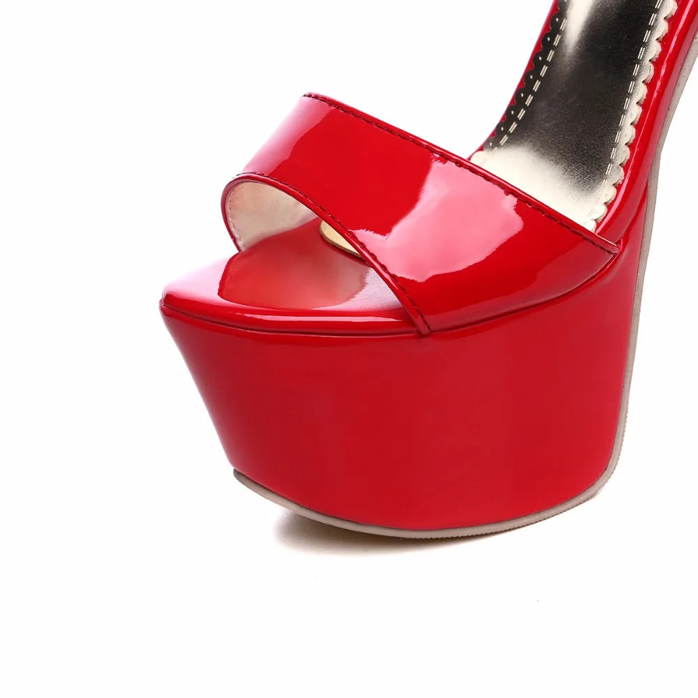 6.3 in (16 cm) Platform Sandals in Extended Sizes for Crossdressers - Style 3 - Image 3