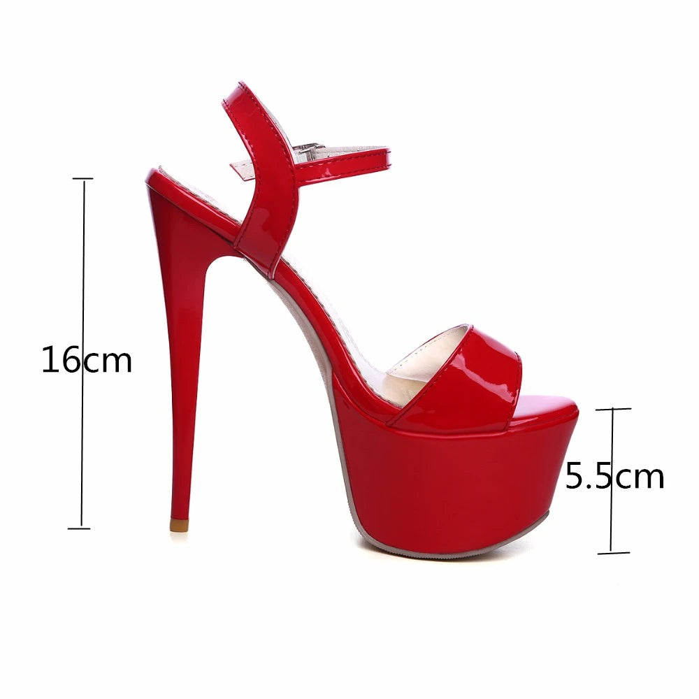 6.3 in (16 cm) Platform Sandals in Extended Sizes for Crossdressers - Style 3 - Image 2