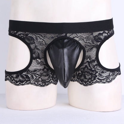 Sexy Mens Lingerie Lacework Open Butt Bulge Pouch