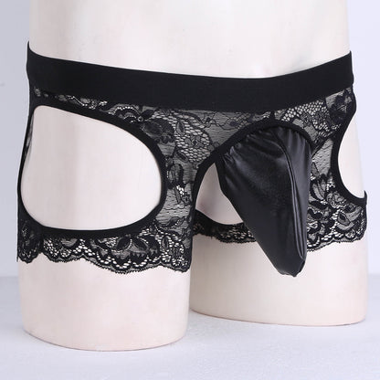 Sexy Mens Lingerie Lacework Open Butt Bulge Pouch