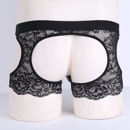 Sexy Mens Lingerie Lacework Open Butt Bulge Pouch