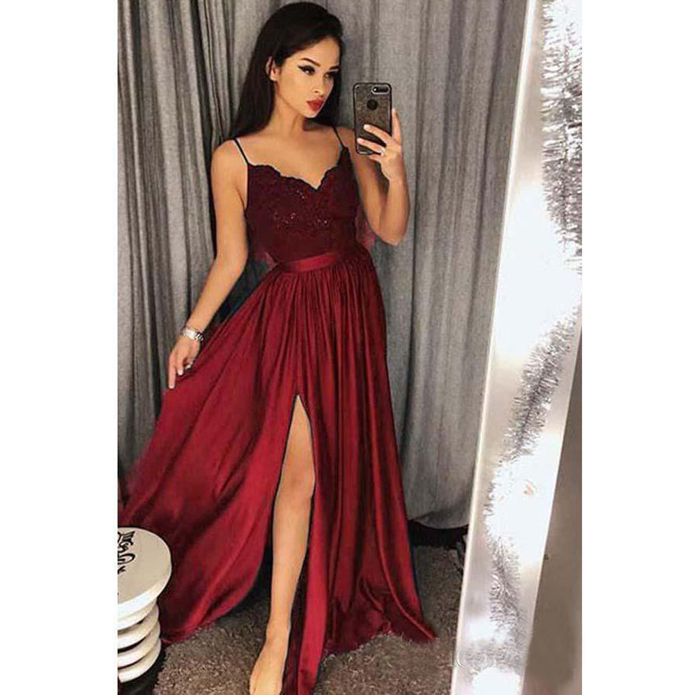 Long Lace V-Neck Evening Dress for Crossdressers - Image 3