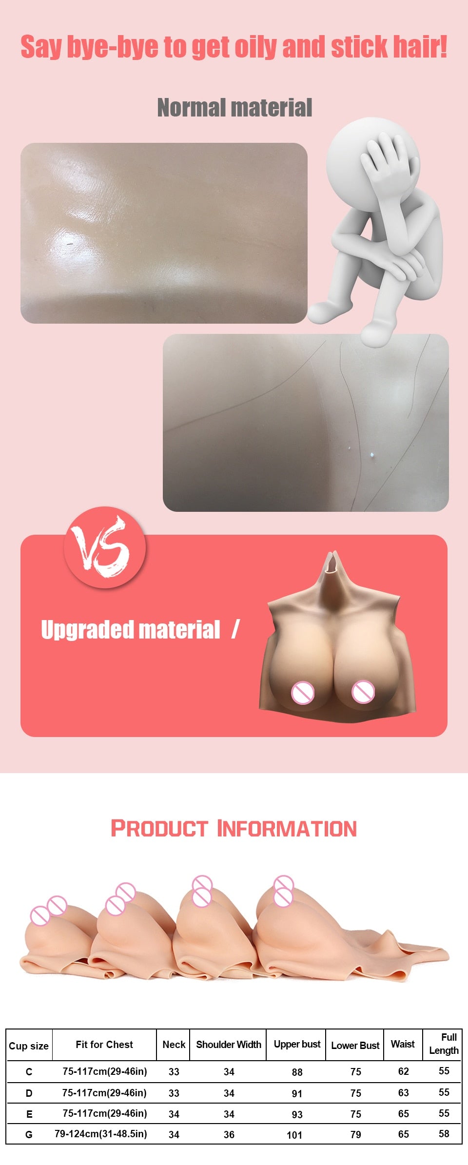 Silicone Breastplate with C, D, E and G Cup Options - product image 2