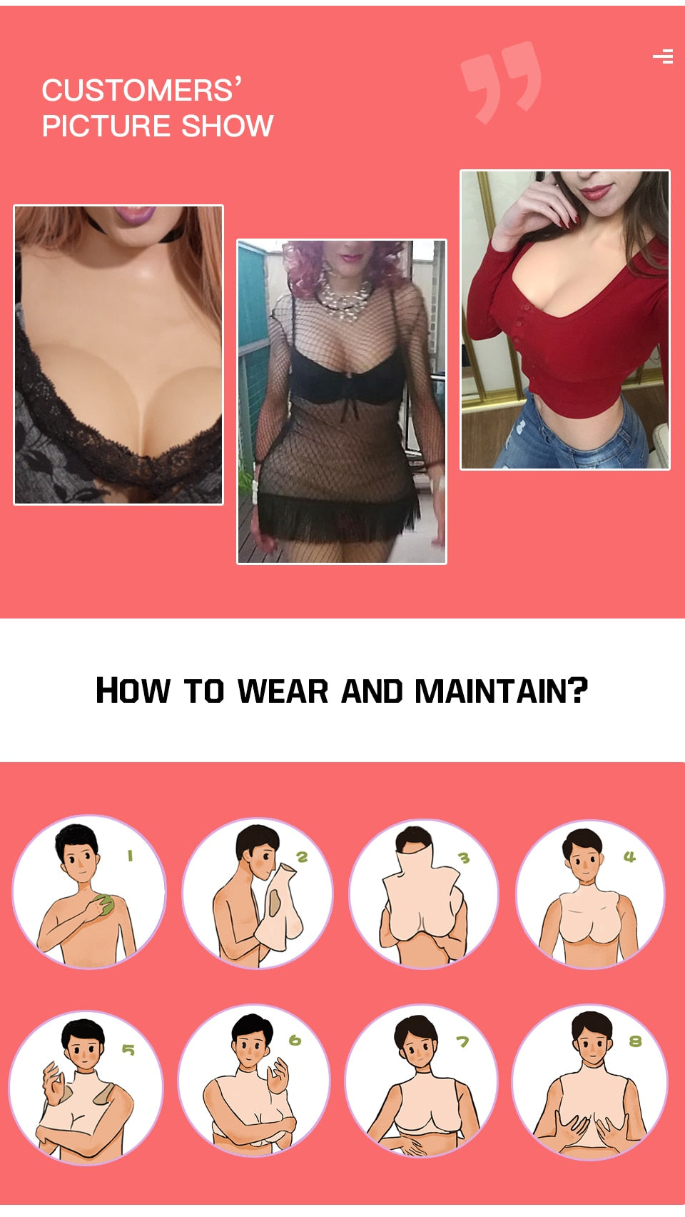Silicone Breastplate with C, D, E and G Cup Options - product image 4