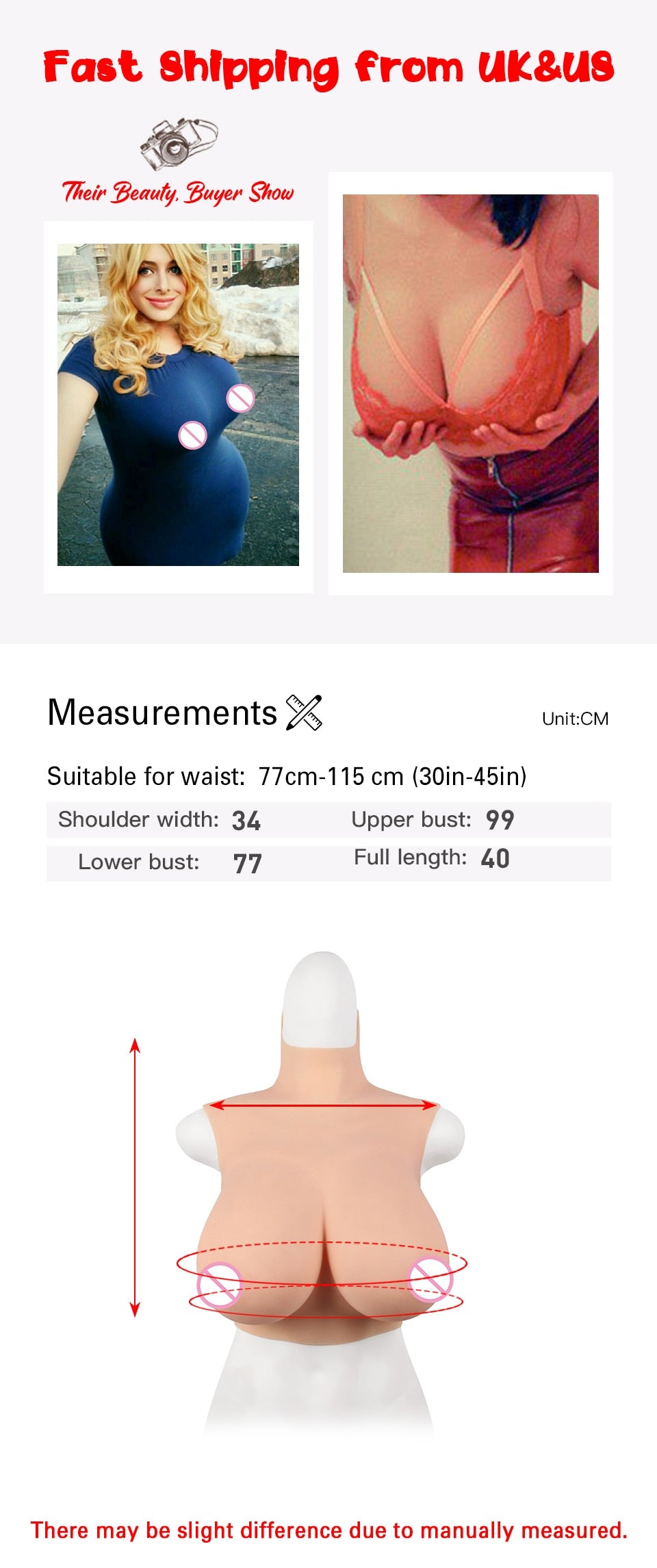 H-Cup Silicone Breastplate with Filling Options - product image 11
