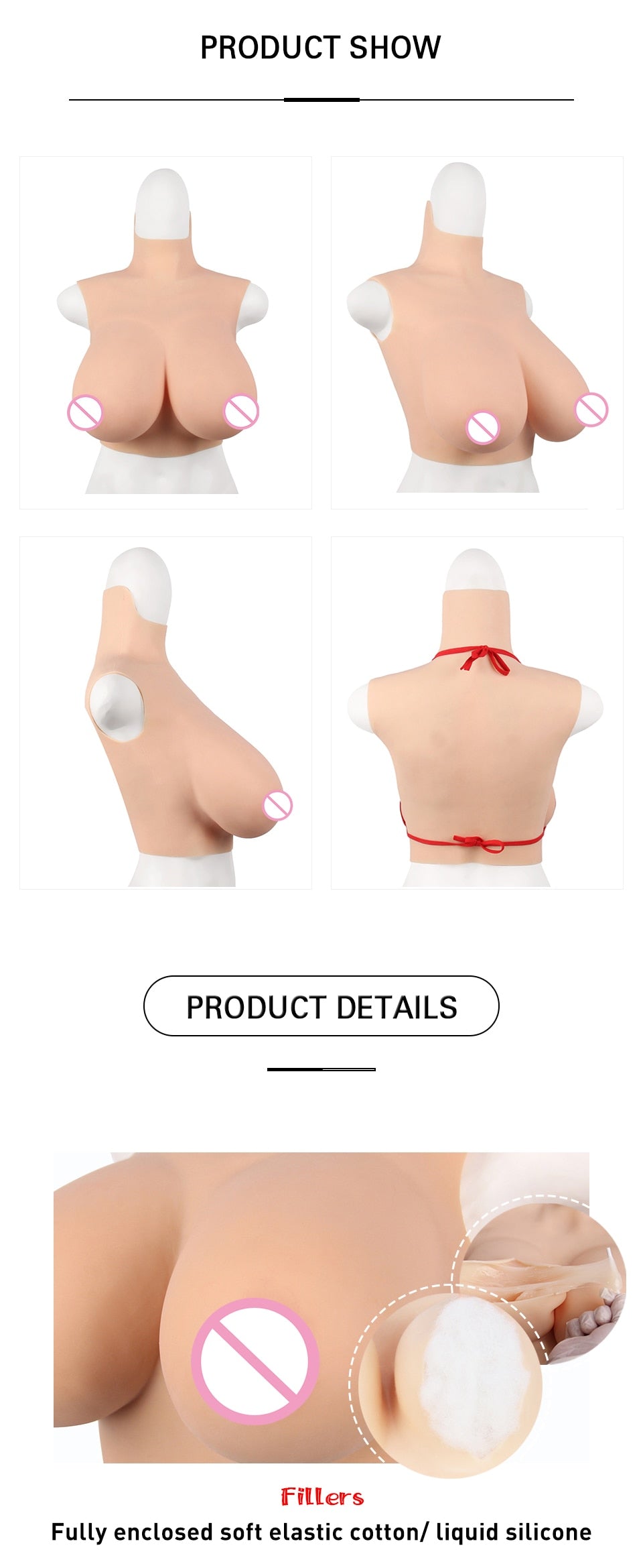 H-Cup Silicone Breastplate with Filling Options - product image 4