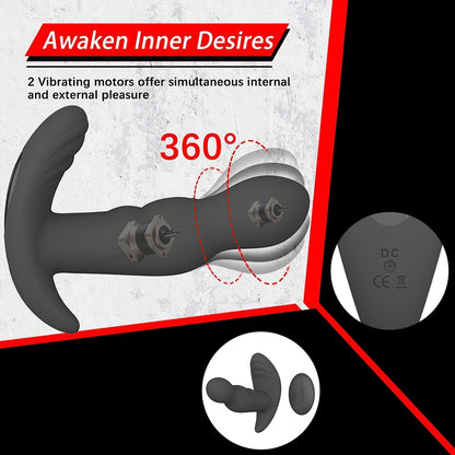 Enhanced Pleasure Delivered: 360 Degree Rotating Prostate Massager - Silicone Male Butt Plug with Anal Vibrator for G-Spot Stimulation