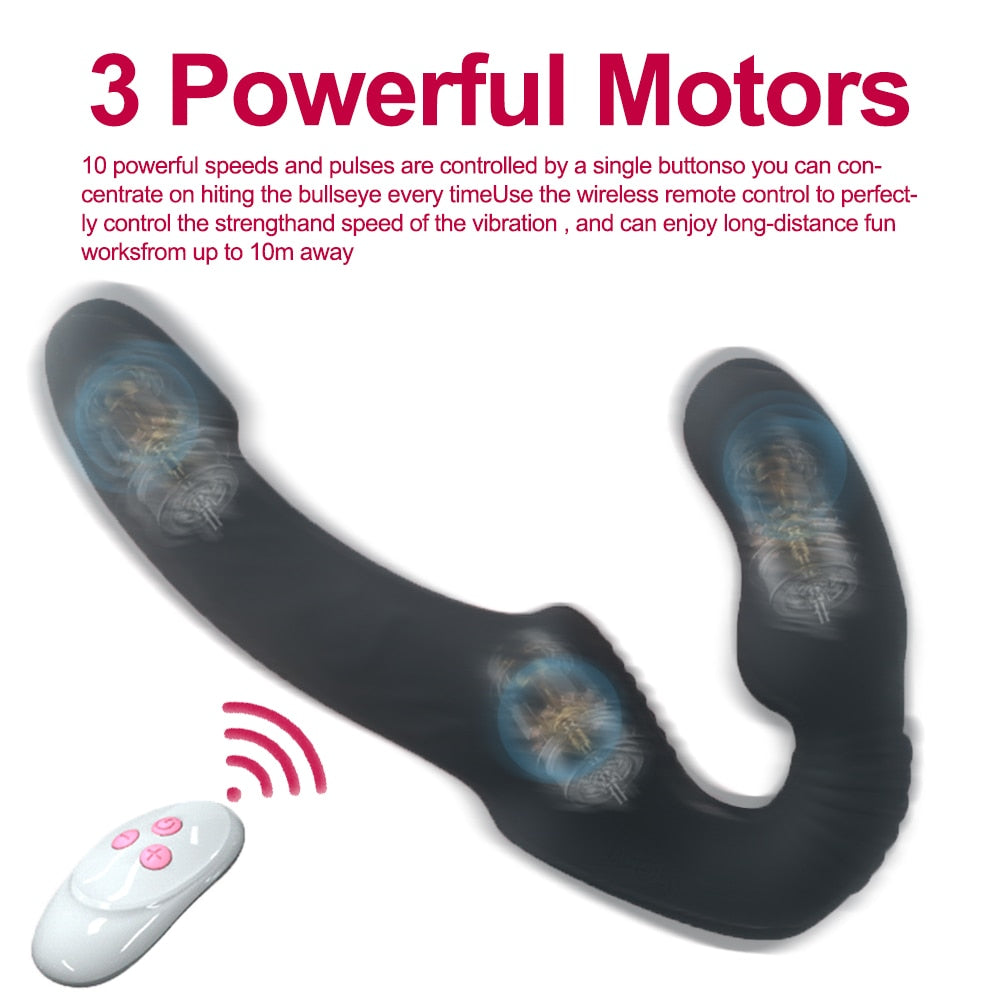 10-Speed Strapless Strapon Dildo Vibrator - Anal and Prostate Massager in One - Image 13