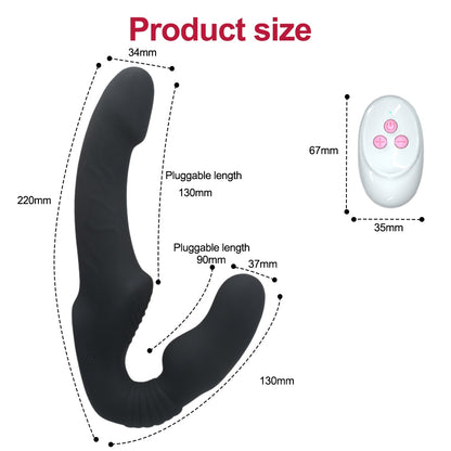 Dual Pleasure Delight: 10-Speed Strapless Strapon Dildo Vibrator - Anal and Prostate Massager in One