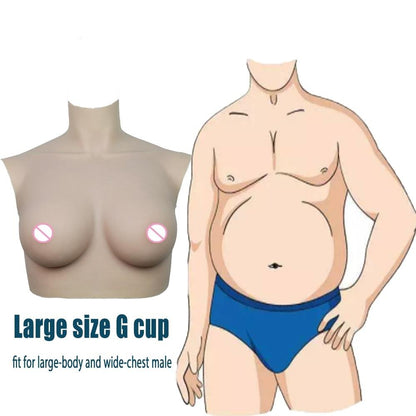 Crossdress L Size G Cup Silicone Breast Plate for Large Body and Wide Chest Male