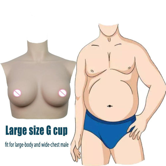 Crossdress L Size G Cup Silicone Breast Plate for Large Body and Wide Chest Male