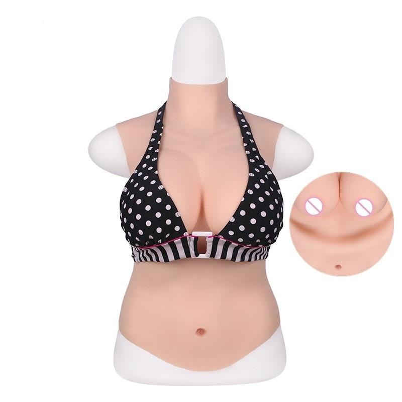 D-Cup Silicone Breast Forms and Tights Suit - Ideal for Transgender Women, Crossdressers, and Cosplayers