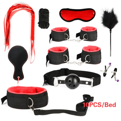 Bound for Pleasure: BDSM Bondage Set - Handcuffs, Nipple Clamps, Whip, and Metal Anal Plug Vibrator - Explore New Heights of Sensual Play with this Adults' Sex Toy Kit