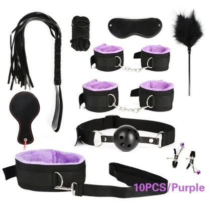 Bound for Pleasure: BDSM Bondage Set - Handcuffs, Nipple Clamps, Whip, and Metal Anal Plug Vibrator - Explore New Heights of Sensual Play with this Adults' Sex Toy Kit