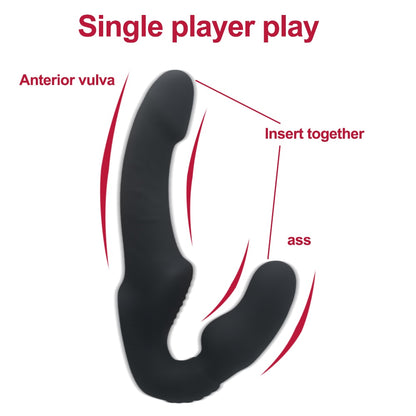 Dual Pleasure Delight: 10-Speed Strapless Strapon Dildo Vibrator - Anal and Prostate Massager in One