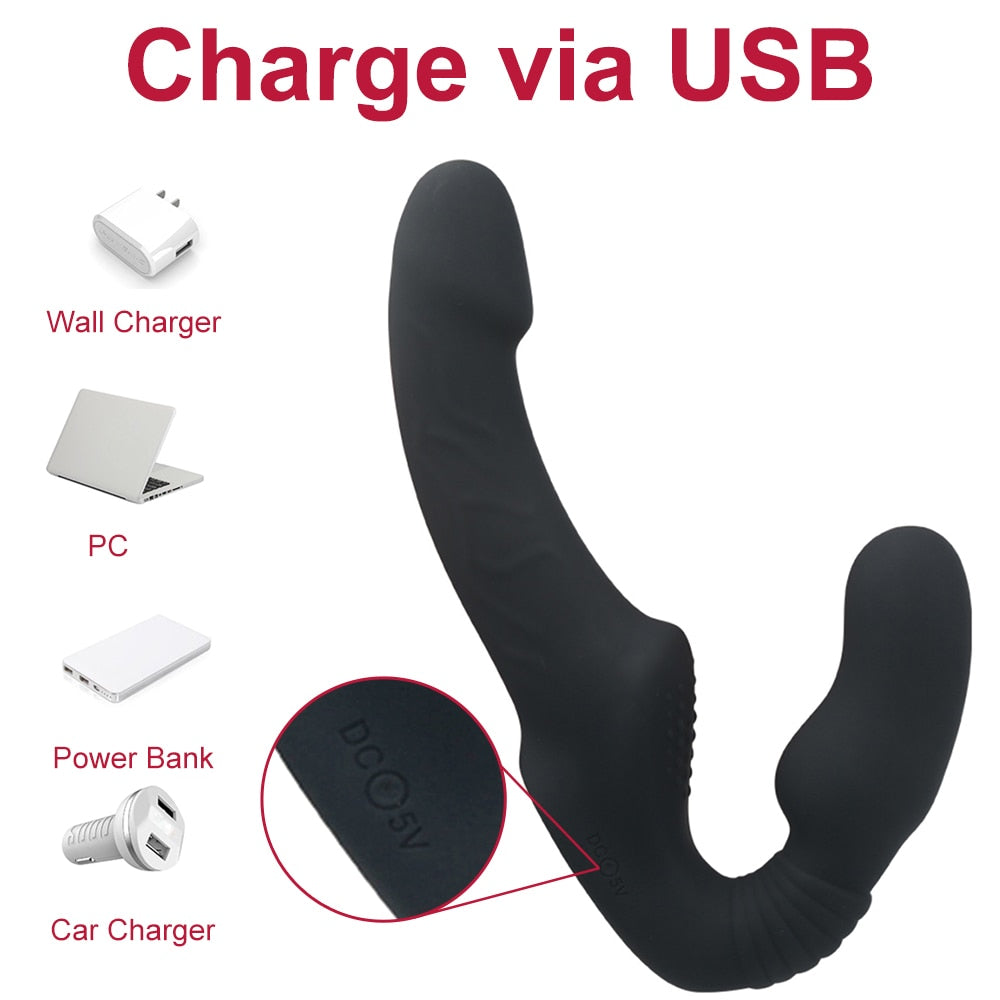 10-Speed Strapless Strapon Dildo Vibrator - Anal and Prostate Massager in One - Image 5