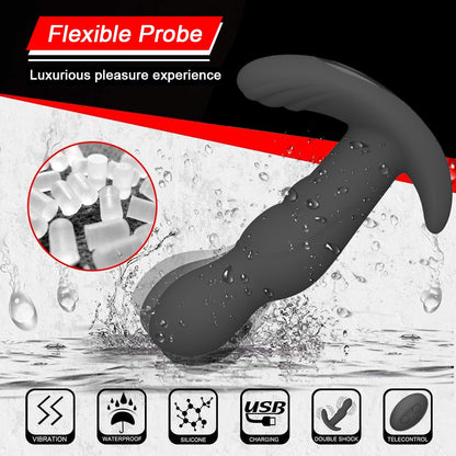 Pleasure Revolution: 360° Rotating Anal Plug Vibrator - Silicone Male Prostate Massager - Butt Plug for Men - Vibrating Sex Toy for G-Spot Stimulation and Sensational Exploration