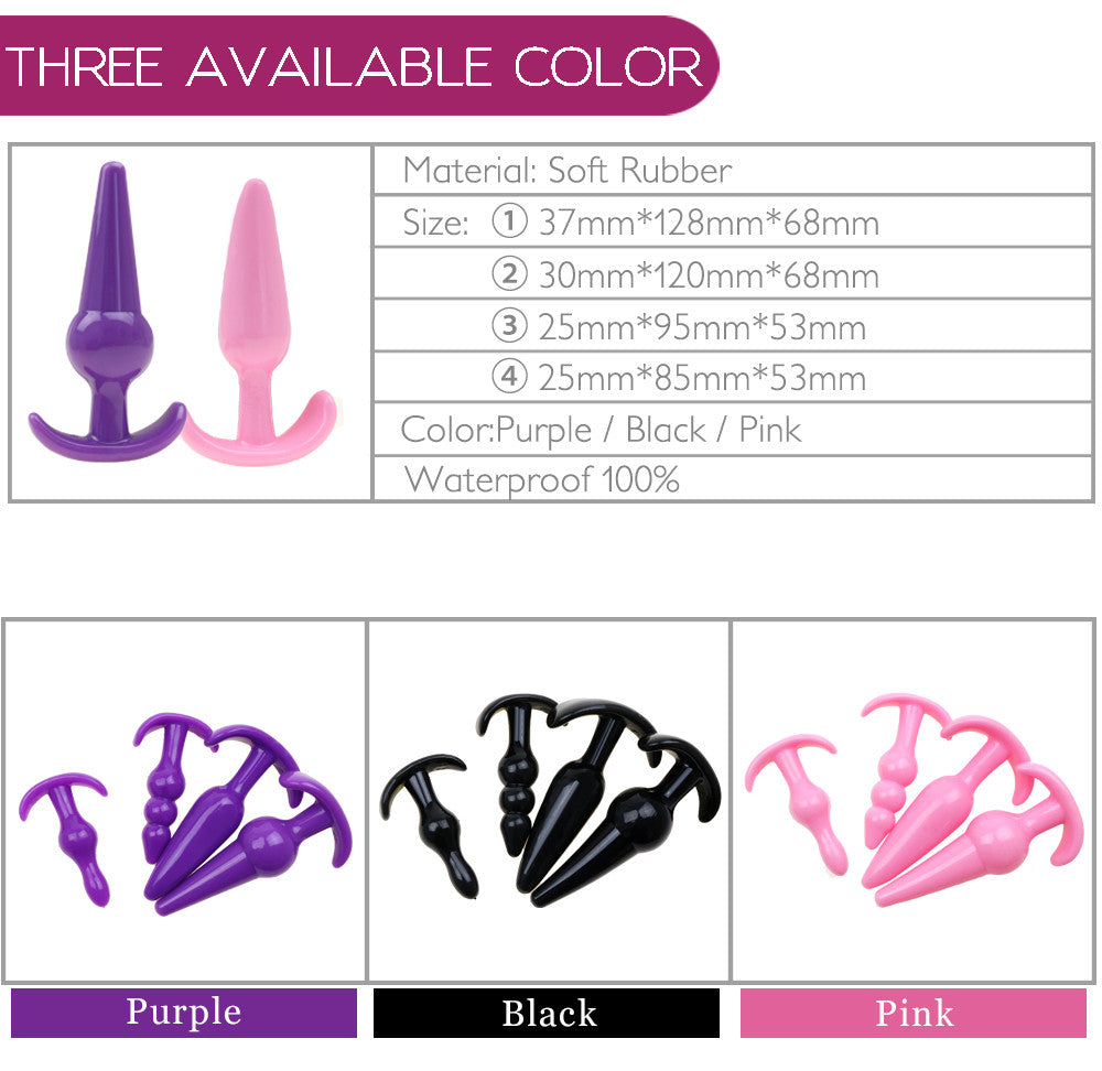 Ultimate Anal Pleasure: 4pcs/set Silicone Butt Plug Collection