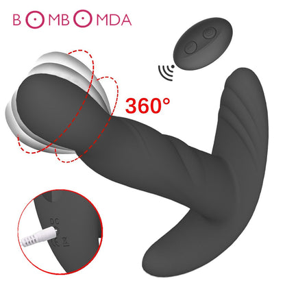 Pleasure Revolution: 360° Rotating Anal Plug Vibrator - Silicone Male Prostate Massager - Butt Plug for Men - Vibrating Sex Toy for G-Spot Stimulation and Sensational Exploration