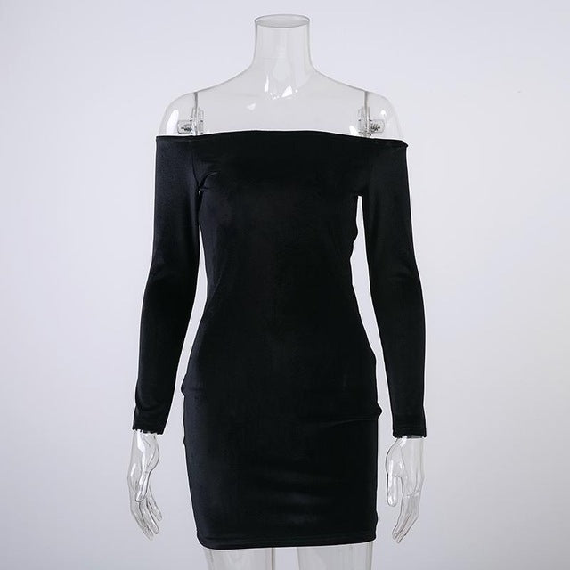 Off-Shoulder Wine Red Velvet Party Dress for Crossdressers - Image 2