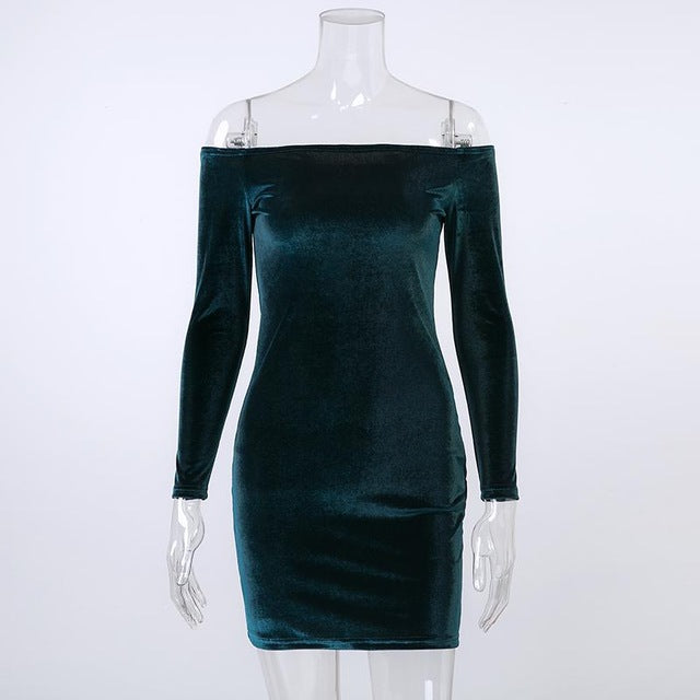 Off-Shoulder Wine Red Velvet Party Dress for Crossdressers - Image 5