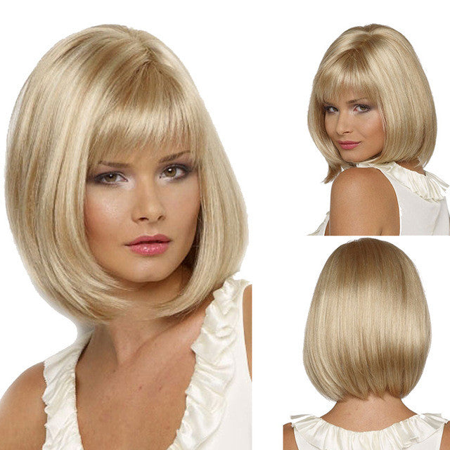 Short Blonde Wig with Bangs for Crossdressers
