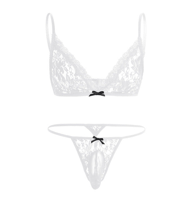 2PCS Floral Lace with G-string