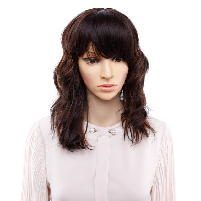 Short Brown Wavy Wig for Crossdressers