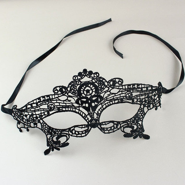 Seductive Intrigue: Hollow Black Lace Mask for a Mysterious Look