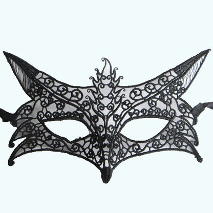 Seductive Intrigue: Hollow Black Lace Mask for a Mysterious Look