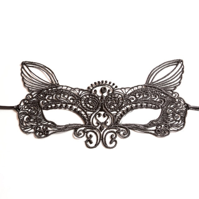 Hollow Black Lace Mask for a Mysterious Look - Image 3