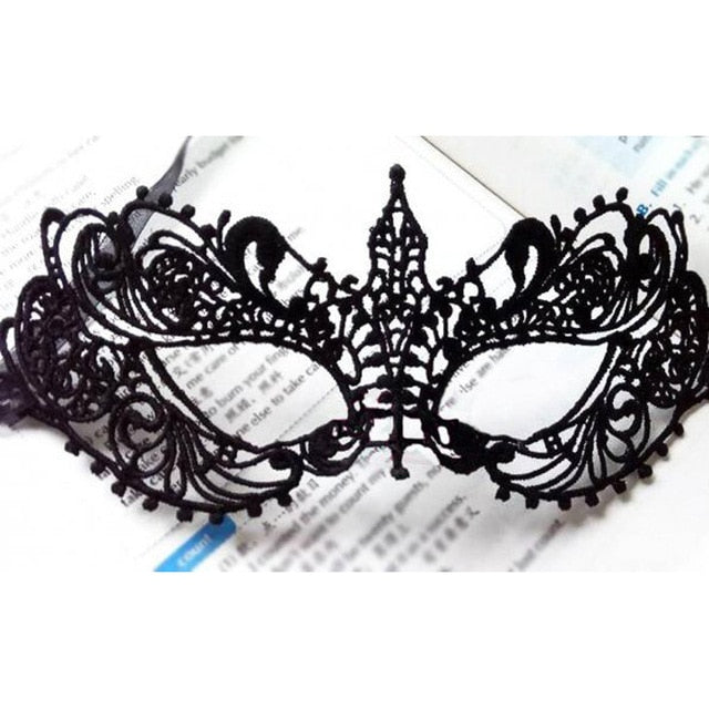 Hollow Black Lace Mask for a Mysterious Look - Image 2