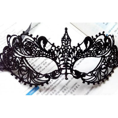 Seductive Intrigue: Hollow Black Lace Mask for a Mysterious Look