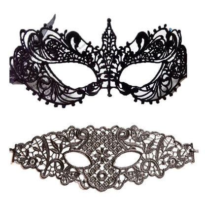 Seductive Intrigue: Hollow Black Lace Mask for a Mysterious Look