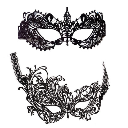 Seductive Intrigue: Hollow Black Lace Mask for a Mysterious Look